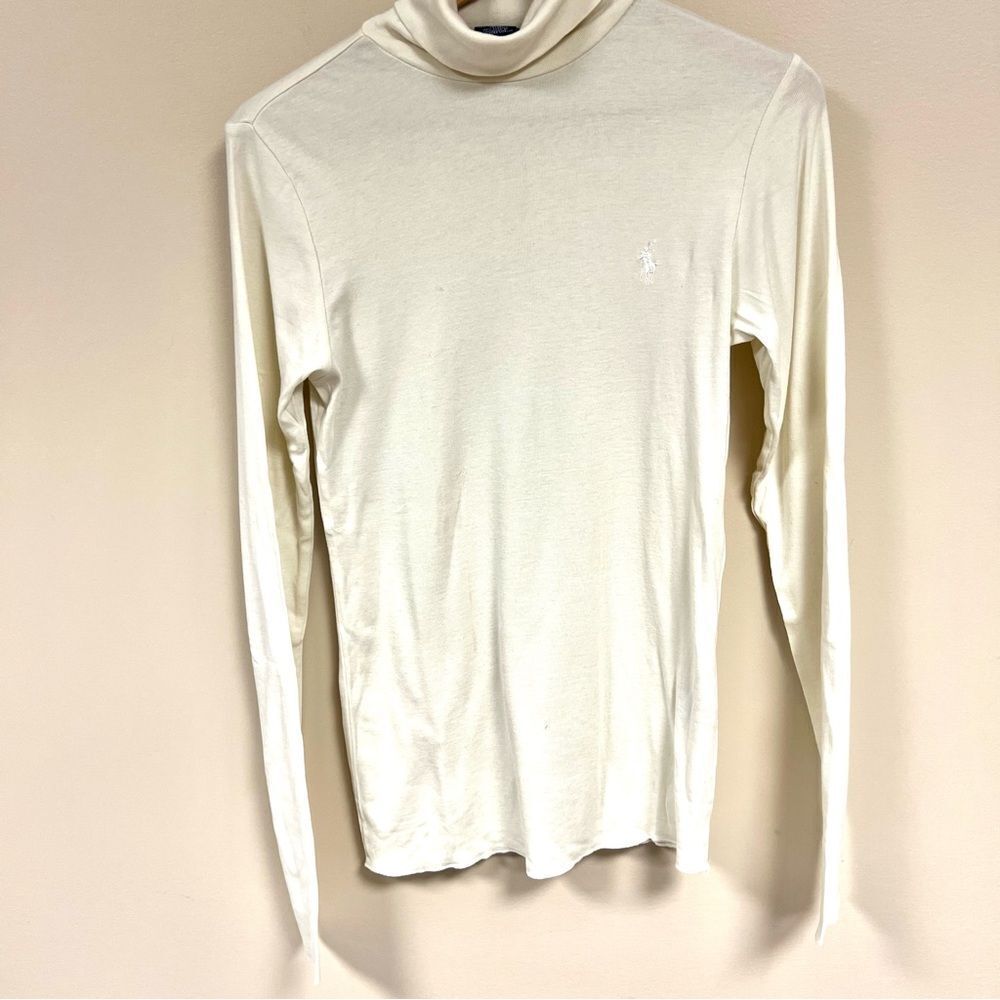 Ralph Lauren cream tissue Turtleneck Long Sleeve Top size L